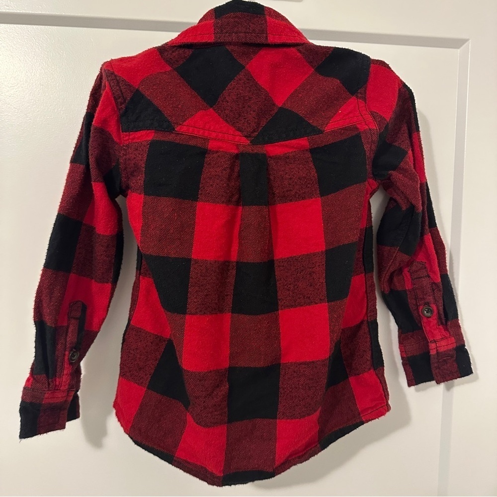 Roots Buffalo Plaid Red and Black Button Down Shirt Size 2T Toddler - Picture 6 of 10